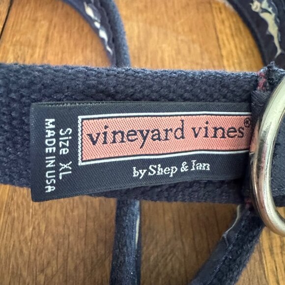 Vineyard Vines Shep Ian Mens Belt XL Navy Marlin Double D-Ring Closure - Picture 4 of 6